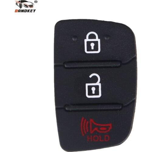 DANDKEY Replacement Key Case Car Key Rubber Pad For Hyundai 3 Buttons Shell Blank Cover