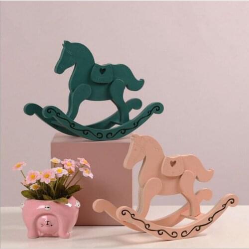 Wooden Horse Table decoration Hobbyhorse desgin birthday gift Mix color