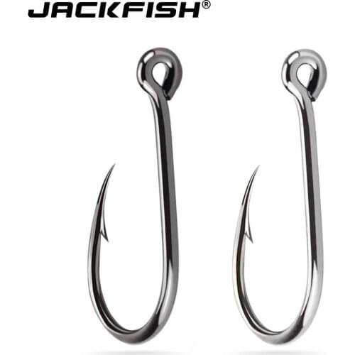 JACKFISH mixed size 100Pcs High Carbon Steel Fishing Hooks Set in Fly Fishhooks Jig Barbed With Hole For Fishing Accessories