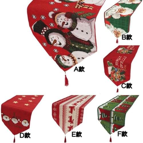 Cotton Linen Christmas Table cloth Home Dinner Party Embroidered flag creative European styleTable Runner Mat Cover 33*180cm
