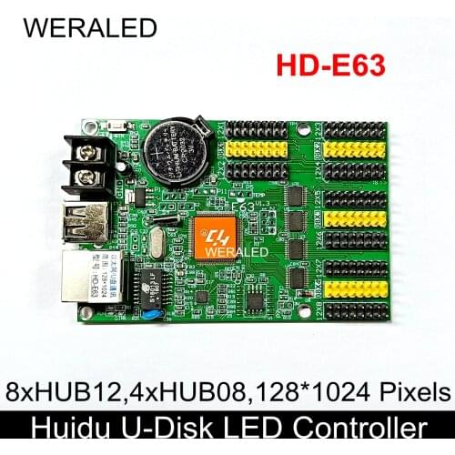 Huidu HD-E63 U-Disk & RJ45 Ethernet Port Single Color Dual Color Large LED Message Board Controller,Support P4.75 P10 LED Module