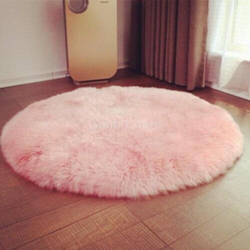 Faux Sheepskin Sofa Chair Cover Rug / Shaggy Area Rugs White+Light Pink