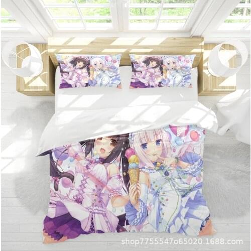 Anime Chocola Vanilla Nekopara Duvet Cover Sets Cosplay Gifts For Otaku Fans Sexy Girls Bedding Sets Decoe Home Custom