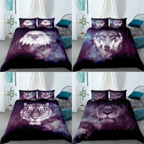 3D Wolf Cat Printed Bedding Set Animal Lion Tiger Eagle Duvet Cover Set Comforter/Quilt Cover Queen King Home Textile Bedclothes