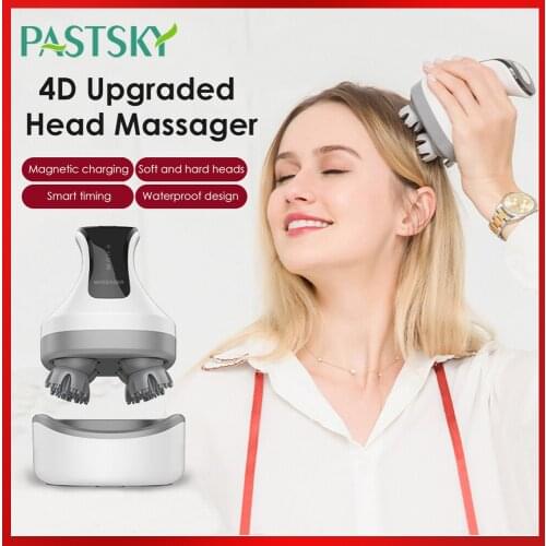 4D Electric Head Massager Rechargeable USB Scalp Massage IPX7 Waterproof Promote Hair Growth Body Deep Tissue Kneading Massage