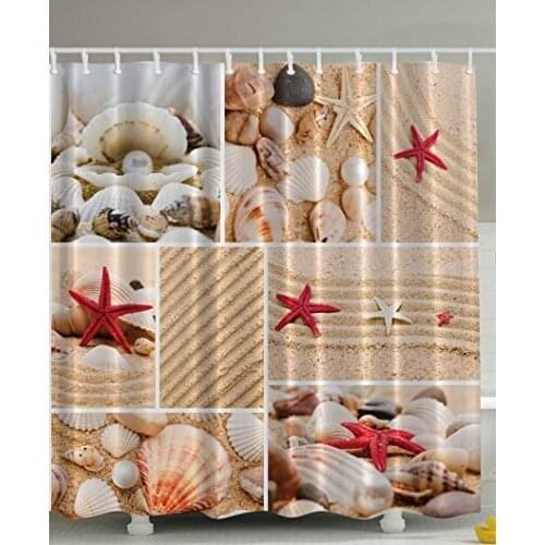 Seaside Decor Sea Star Sea Rock Limpet Honeymoon Bathroom Art Prints Beach Shell Photos Print Aquatic Deluxe Shower Curtain
