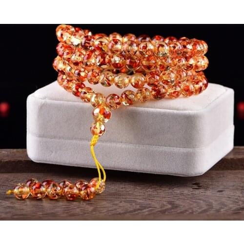 Natural flower amber beeswax bracelet 108 beads amber 8mm beeswax bracelets for Women Best Friend