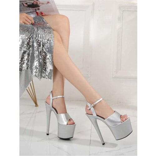 New Walking Show Artifact Model high-heeled Shoes Sandals Thin-heeled 13 15 17cm Sexy Platform Hate Sky high-heeled Shoes Summer
