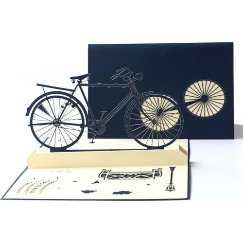 Card Greeting card Graduation gift birthday blessing gift creative 3D stereo card hand-crafted custom hollow retro bike