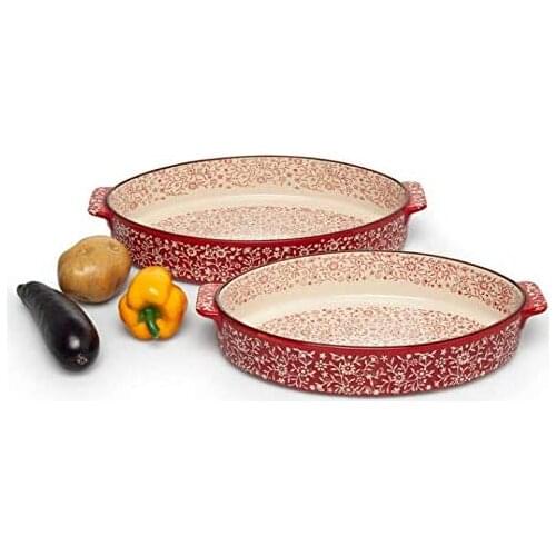Cemile 2 Pieces Oval Oven Container - Red