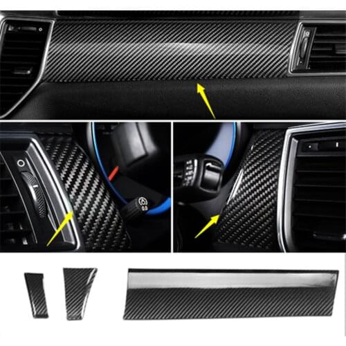 Fit For Porsche Macan 2015 2016 2017 2018 2019 Carbon Fiber Central Control Air Outlet Trim Strip 3pcs