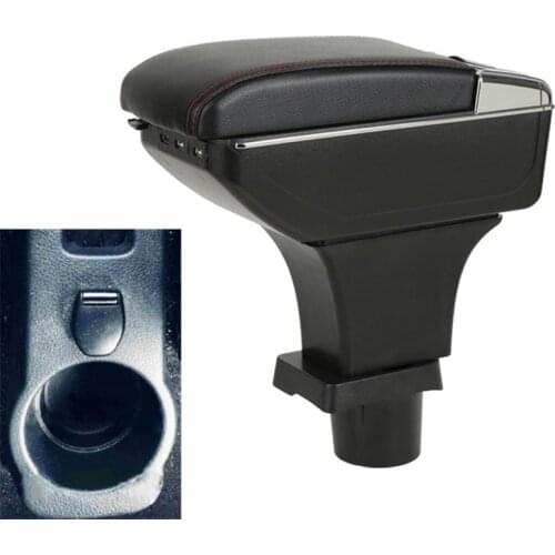 For Dacia Renault Logan armrest box 2013 - 2017 Dual Armrest Cup Holder Box Leather Arm Rest Console