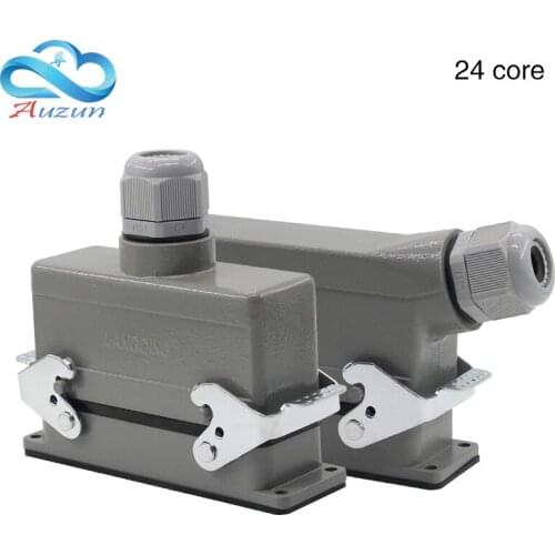 Rectangular H24B - HE - 024-1 heavy duty connectors 24 pin line 16 a500v screw feet of aviation plug on the side