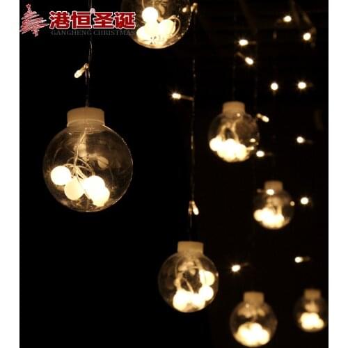Christmas Lights 3.8m Transparent Ball LED Lantern Hotel Shopping Glass Wardrobe Curtain Light String 600g