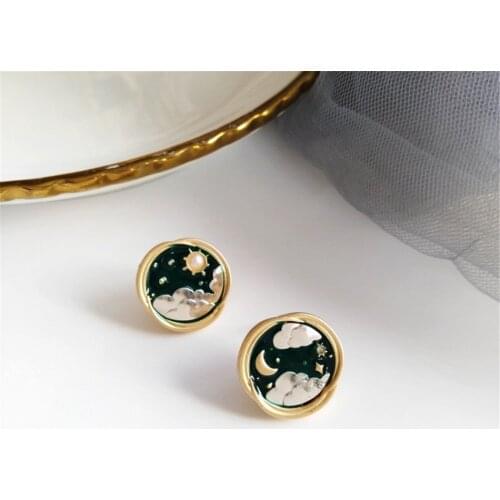 RUANME Lovely A Pair Of Earrings Stud Earrings Creative Asymmetric Earrings Women Clouds Of Stars The Moon Stud Earrings
