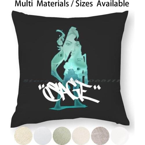 Sage Valorant Blue Graffiti Tag Design Pillow Case Throw Pillow Cover Cotton Linen Flax Valorant Sage Valorant Knife Ocean Blue