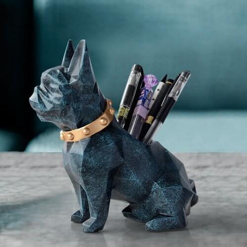 Resin Figurine Dog Pen holder desk organizer office accessories Storage desk pencil pot holder for desk pen craft gift