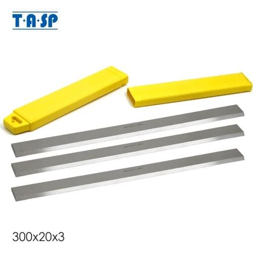 TASP 3pcs 300mm HSS Thickness Planer Blades 300x20x3mm Wood Planer Knife Woodworking Power Tool Parts