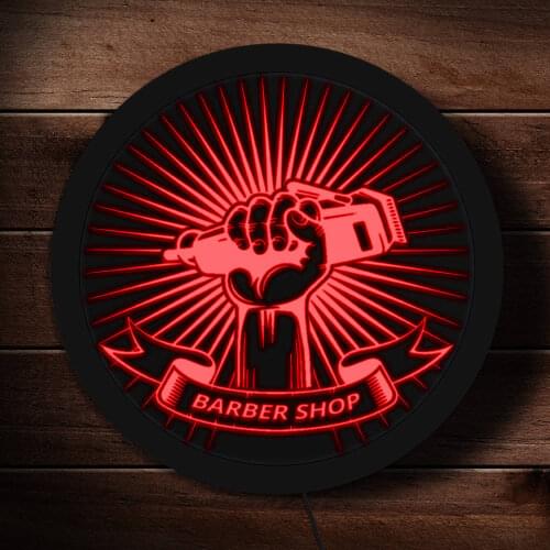Barber Shop LED Wall Hanging Business Sign Hand Holding A Hair Clippers Decor Neon Light Hair Cuts and Shaves Hairdresser Gift