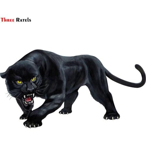 Three Ratels TRL570# 15X8cm Animal Sticker Black Panther Roaring Colorful Funny Car Stickers And Decals Auto Styling Removable