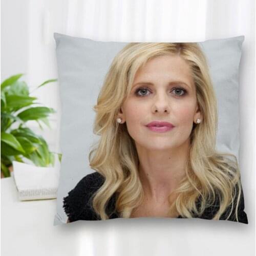 High Quality Custom Actor Sarah Michelle Gellar Square Pillowcase Zippered Bedroom Home Pillow Cover Case 35X35cm 40x40cm