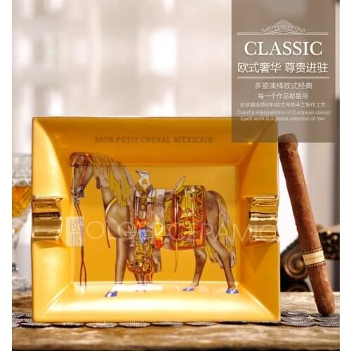 European-style high-end ceramic ashtray soot dish creative home business gift living room decoration