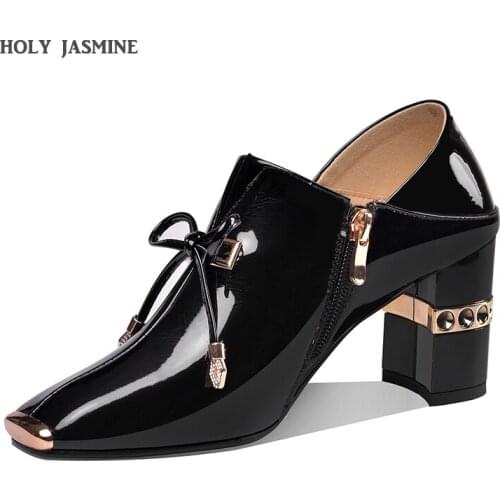 2021 new Spring Fashion Women 5cm Zip Square High Heels Red Pumps Metal Leather Black Pumps Designer Pumps Lady Valentine Shoes