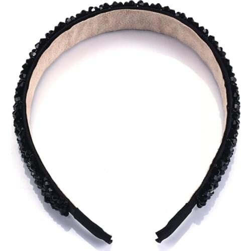 2021 New Brand ZA Headband Jewelry Faux Pearls ZA Hairband Ladies Black Crystal Beaded Vintage Hair Hoop Headwear For Women Gift