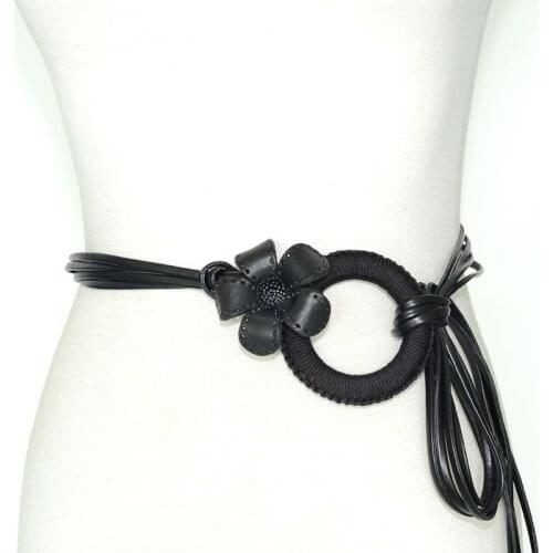 2020 Fine And New Top Layer Pu Flower Belt Women Fine Pu Chain Metal Ring Decorative Fashion Women Belt Free Shipping