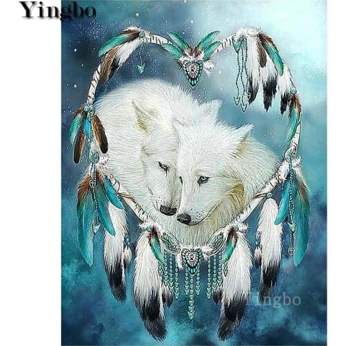 Animal wolf indian feather Diamond Painting Diamond Embroidery sale full Mosaic 3d picture of rhinestones decoration home art