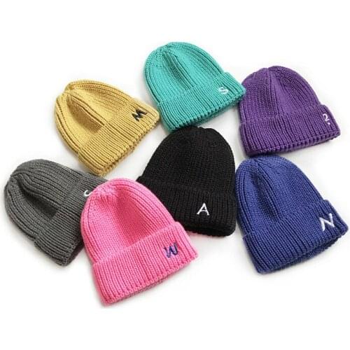 COKK Winter Hats For Girls Boys Beanie Knitted Bonnet Embroidered Letter Warm Winter Cap Kids Casual Outdoor New Windproof