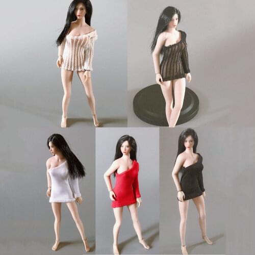 1/12 Female Figure Accessories Dress Tight-fitting One Shoulder Dress for 6 inch Action Figure Model