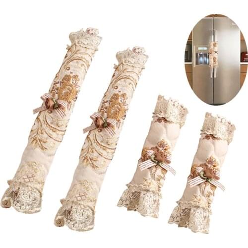 1 Pair Refrigerator Handle Cover Embroidered Lace Protective Case for Dishwashers Fridge and Closet Clean Smudges