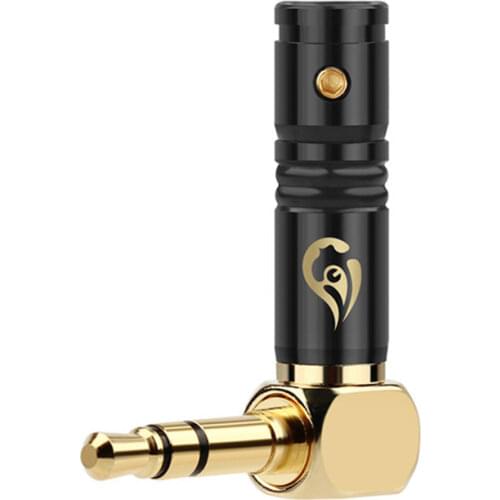 1pc Earphone Plug Jack 3.5 mm Right Angle 90 Degree 1/8" 3 Poles Audio Adapter Gold Plated Wire Connectors 25mmx30.2mm ID 4.0mm