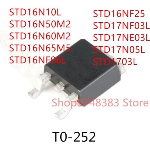 10PCS STD16N10L STD16N50M2 STD16N60M2 STD16N65M5 STD16NF06L STD16NF25 STD17NF03L STD17NE03L STD17N05L STD1703L TO-252