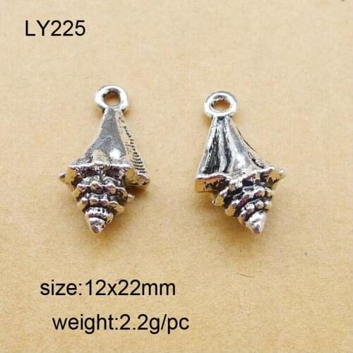 12x22mm Antique Silver Zinc Alloy Sea Snail Charms Pendant Fit For Jewelry Making 25PCS