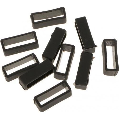 20pcs Black Rubber Replacement Keeper Loops Watch Band Strap End Holder 22mm
