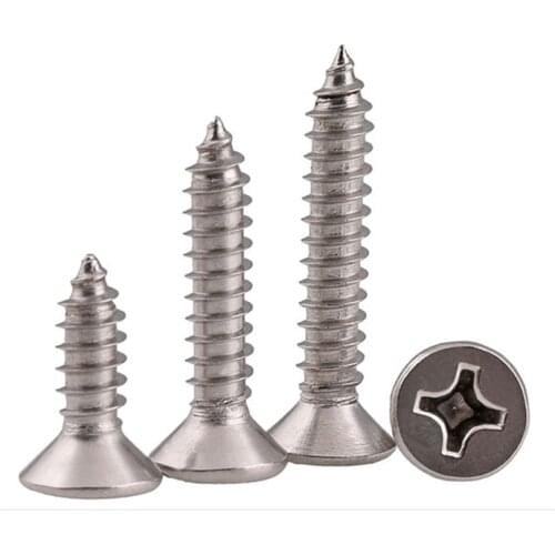 5/20/40/50PCS M2 M2.2 M2.6 M3 M3.5 M4 M5 M6 316 Stainless steel Cross recessed countersunk Flat head tapping screws Wood Screw