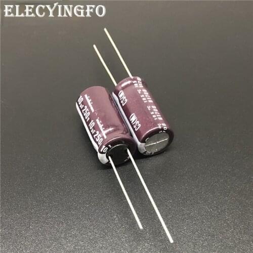 5p/50pcs 10uF 250V10uf NICHICON CS Series 10x20mm High Ripple Current High Reliability 250V10uF Aluminum Electrolytic capacitor