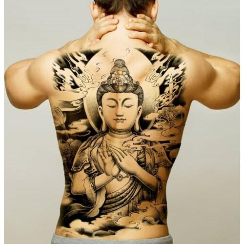 Large Black Tattoos Men Women Waterproof Big Temporary Tattoo Stickers Full Back Body Fake Tattoo Dragon New Designs 48*35 cm