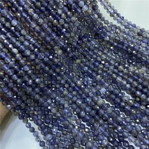 Wholesale AAA Natural Iolites Stone Beads 5mm Faceted Tiny Round DIY Bracelet Necklace Green Loose Beads For Jewelry Making