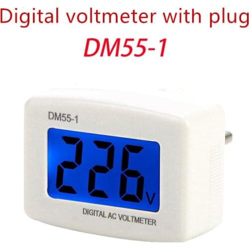 LED Digital Plug In Voltage Meter DM55-1 110-220V EU/US Plug Voltage Tester Wall Flat Voltage Measuring Digital AC Voltmeter