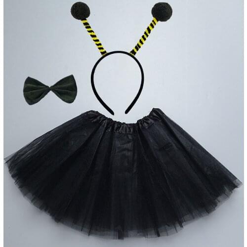 Kids Girls Animal Yellow Bee Ant Ladybird Costume Cosplay Headband Tutu Skirt Tie Tail Birthday Party Halloween Gift Christmas