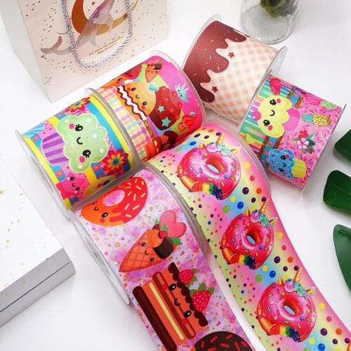 DIY Cartoon Dessert Printed Grosgrain Ribbon For Craft Supplies Sewing Accessories 5 Yards. 35062