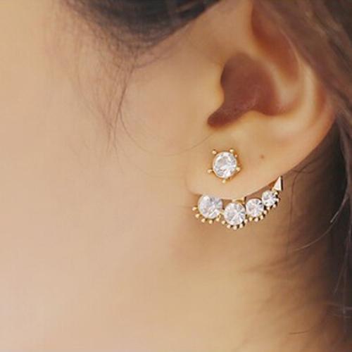 Women Asymmetric Faux Pearl Rhinestone Ear Stud Earrings Party Wedding Jewelry fashion
