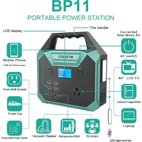 Home Mini 250Wh Generator Camping 3.7V Outdoor Off Mobile Lithium Battery Portable Power Station Solar Generator