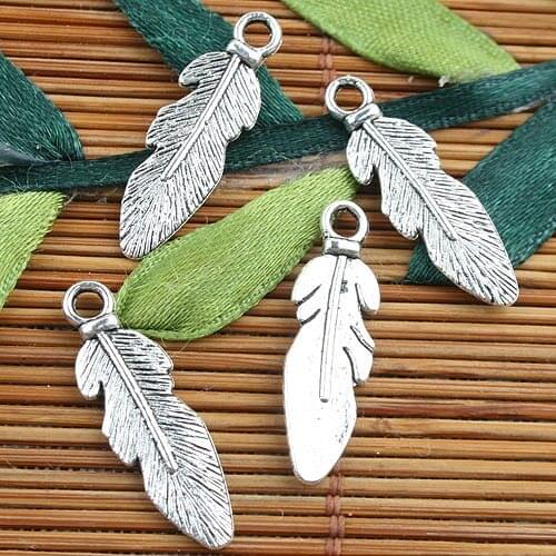 Tibetan Silver color feather style charms 40pcs EF0107