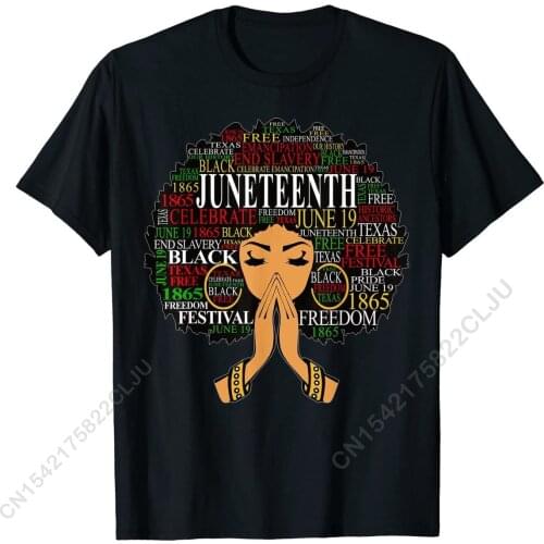 Juneteenth Melanin Black Men Natural Hair Afro Word Art T-Shirt Popular Student T Shirt Cotton T Shirt Casual