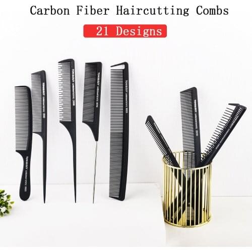 Mythus Black Carbon Fiber Haircutting Combs Styling Tool Comb Brush Multi Type Anti-static Salon Dyeing Hairdressing Comb