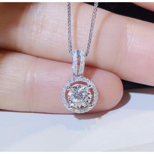 Exquisite Round Cut AAA White Zircon Pendant Necklace Silver Plated Long Chain Birthday Banquet Gifts Bridal Wedding Jewelry